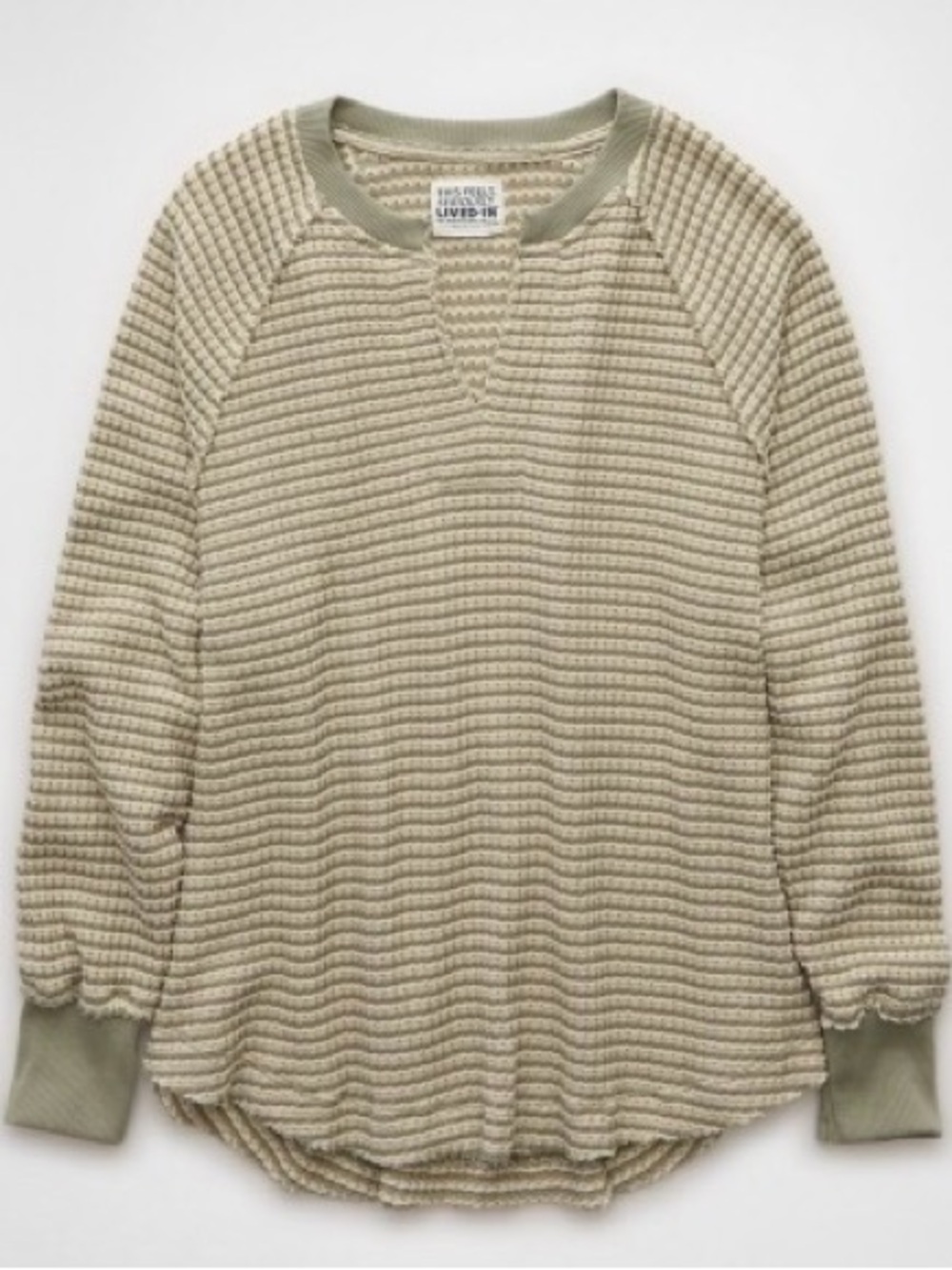 American Eagle Outfitters Olive Green Waffle Knit V-Neck Sweater